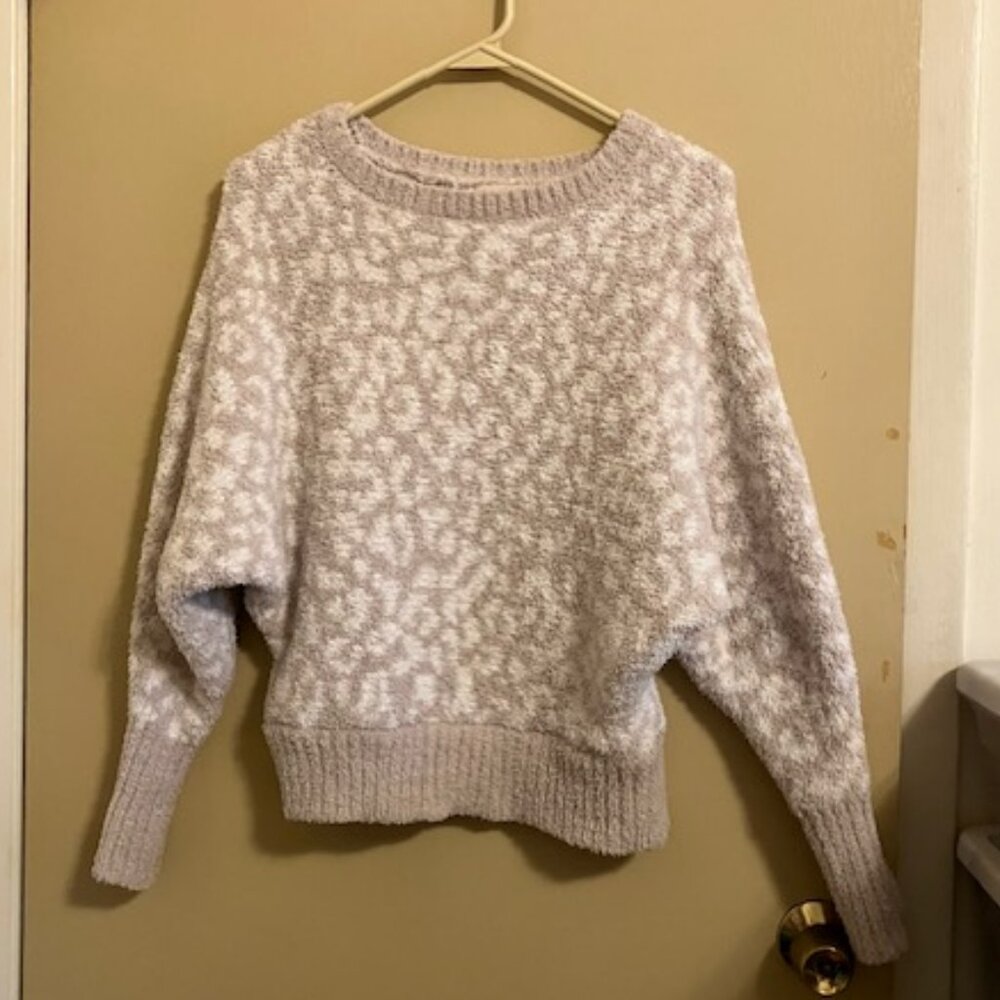 Leopard Print Dolman Style Fuzzy Sweater - image 1